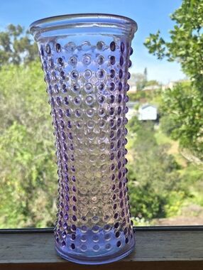 Vintage Tall Purple Hobnail Glass Vase - Home Accents